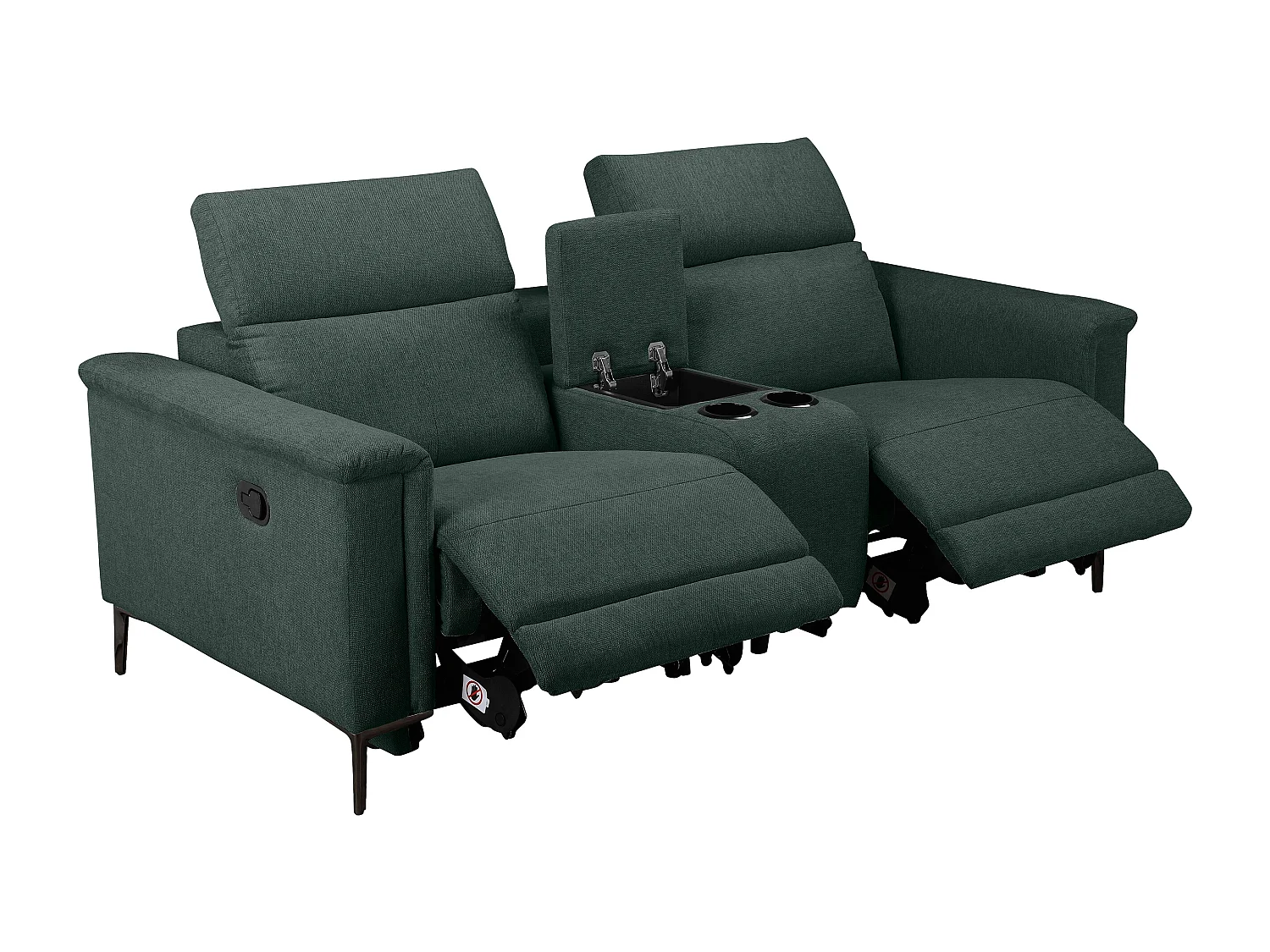 Lund | Fauteuil inclinable double avec fonction manuelle en tissu vert foncé