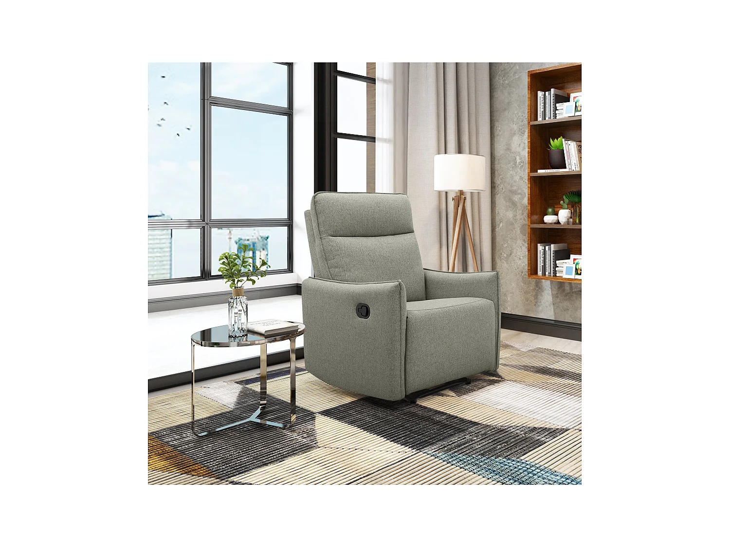 Lugo | Poltrona reclinabile con funzione manuale in tessuto verde