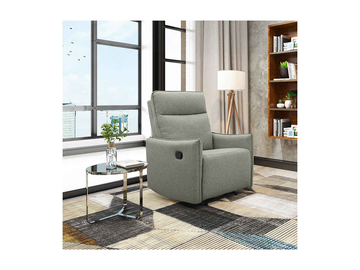 Lugo | Relaxfauteuil met handmatige functie in stof groen