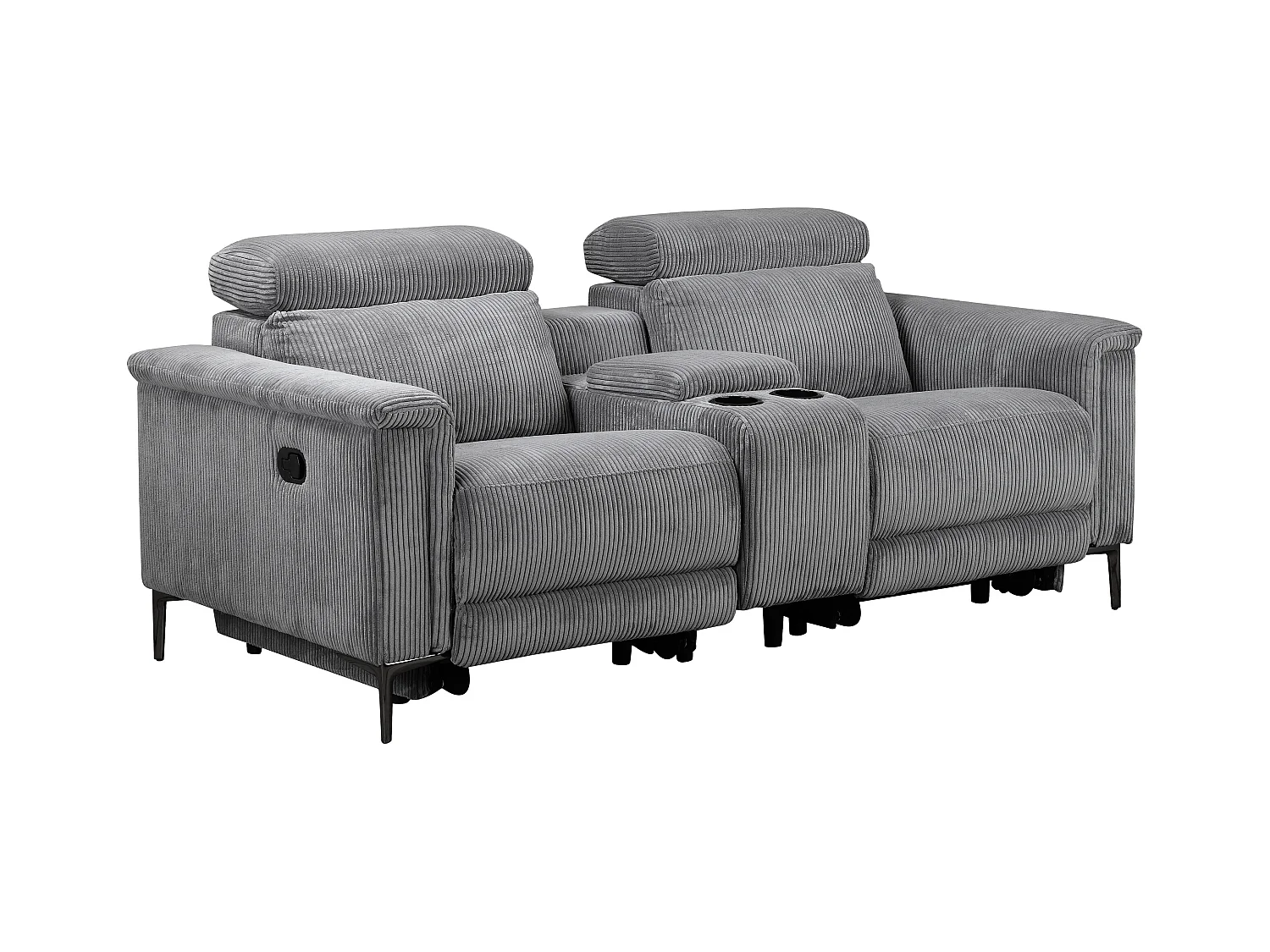 Lund | Dubbele relaxfauteuil met handmatige functie in corduroy grijs