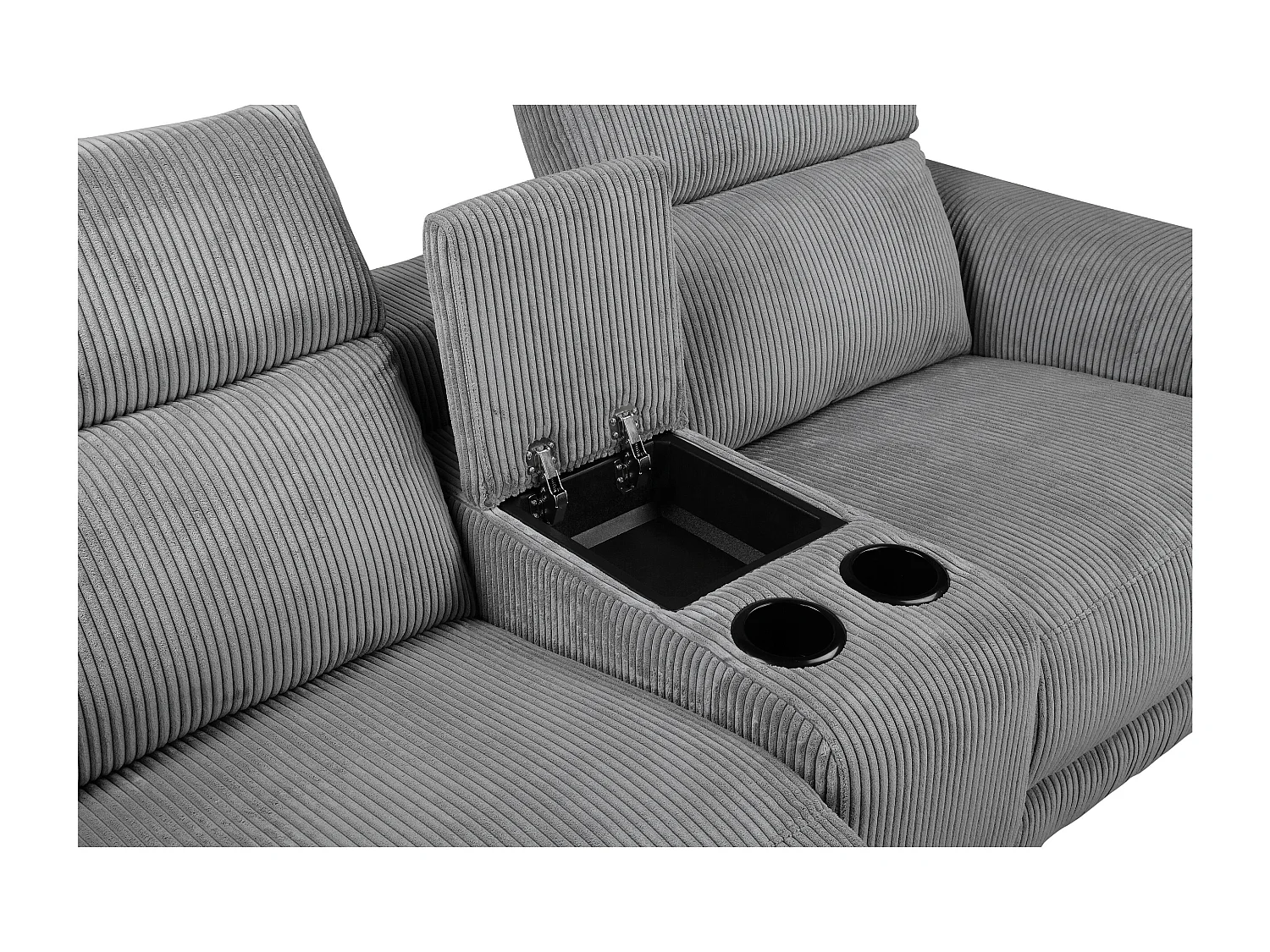 Lund | Fauteuil inclinable double avec fonction manuelle en velours côtelé gris