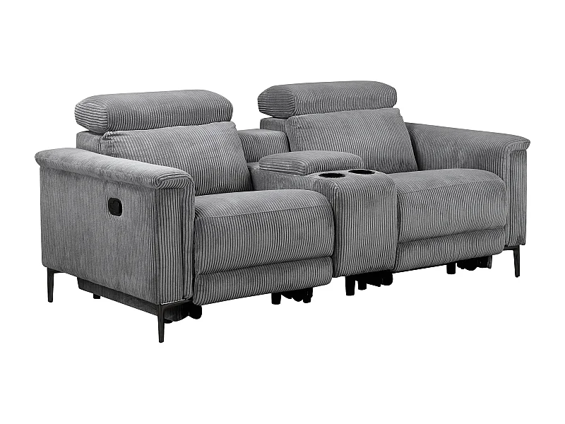 Lund | Dubbele relaxfauteuil met handmatige functie in corduroy grijs