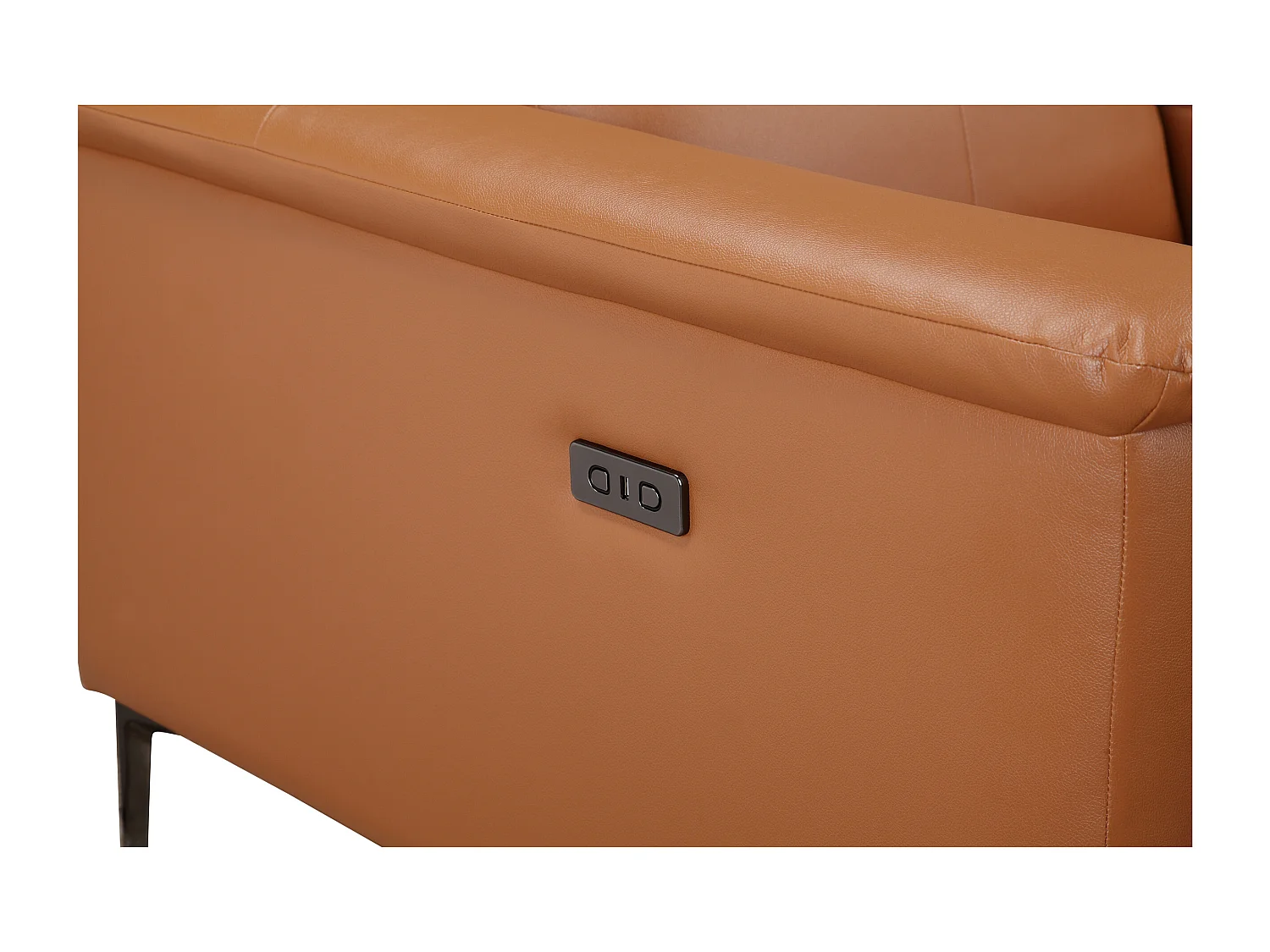 Lund | Fauteuil inclinable double avec fonction électrique en PU de couleur cognac