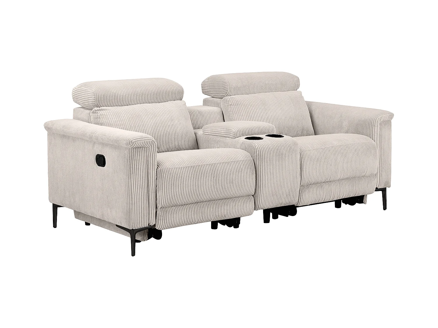 Lund | Dubbele relaxfauteuil met handmatige functie in corduroy crème