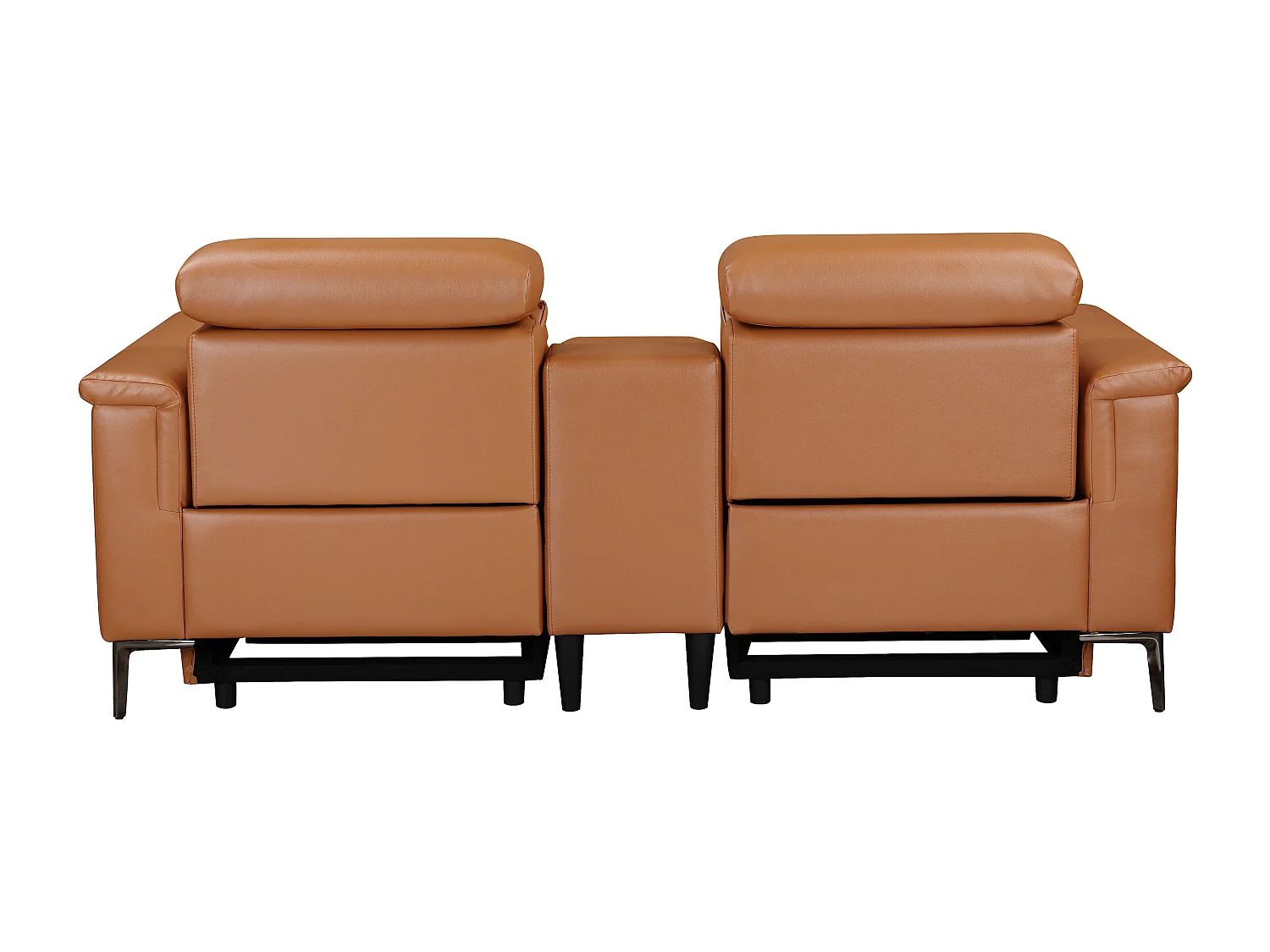 Lund | Fauteuil inclinable double avec fonction électrique en cuir/PU cognac