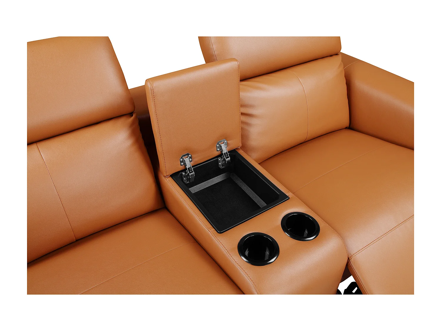 Lund | Fauteuil inclinable double avec fonction électrique en cuir/PU cognac