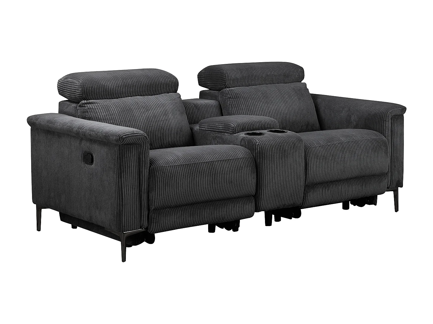 Lund | Dubbele relaxfauteuil met handmatige functie in corduroy antraciet