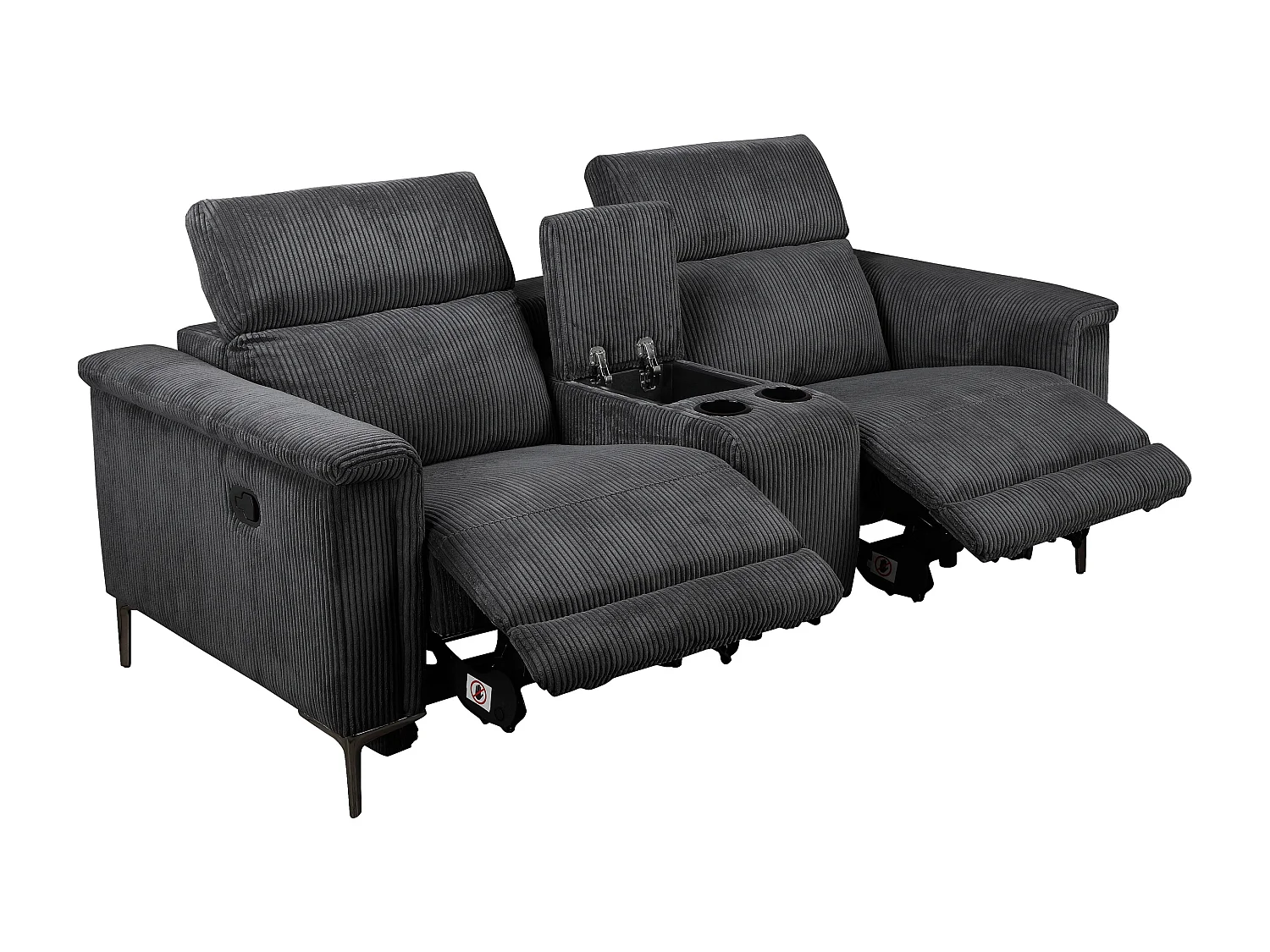 Lund | Dubbele relaxfauteuil met handmatige functie in corduroy antraciet