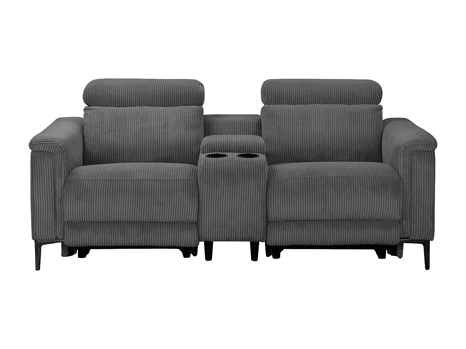 Lund | Fauteuil inclinable double avec fonction manuelle en velours côtelé anthracite