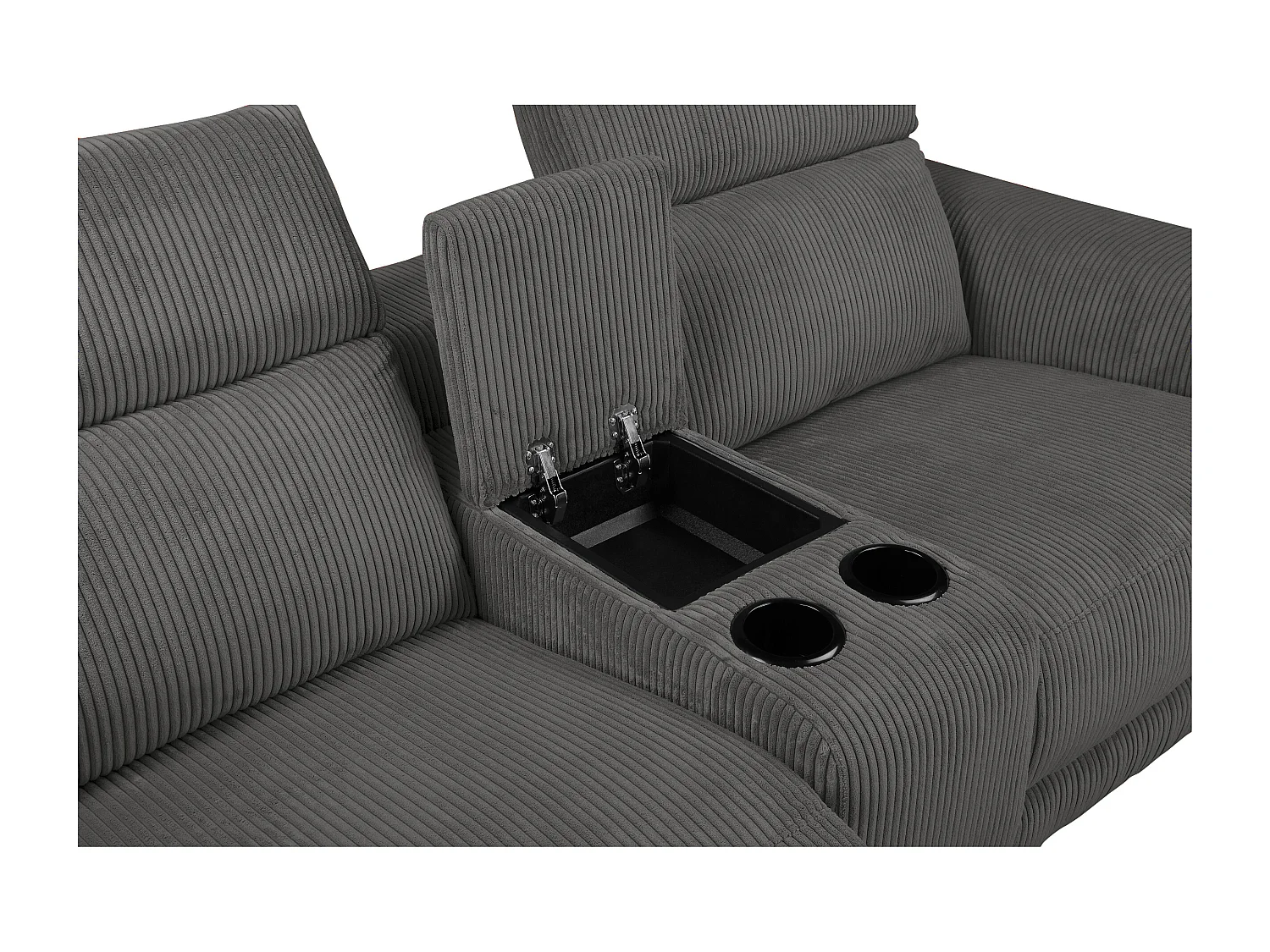 Lund | Fauteuil inclinable double avec fonction manuelle en velours côtelé anthracite