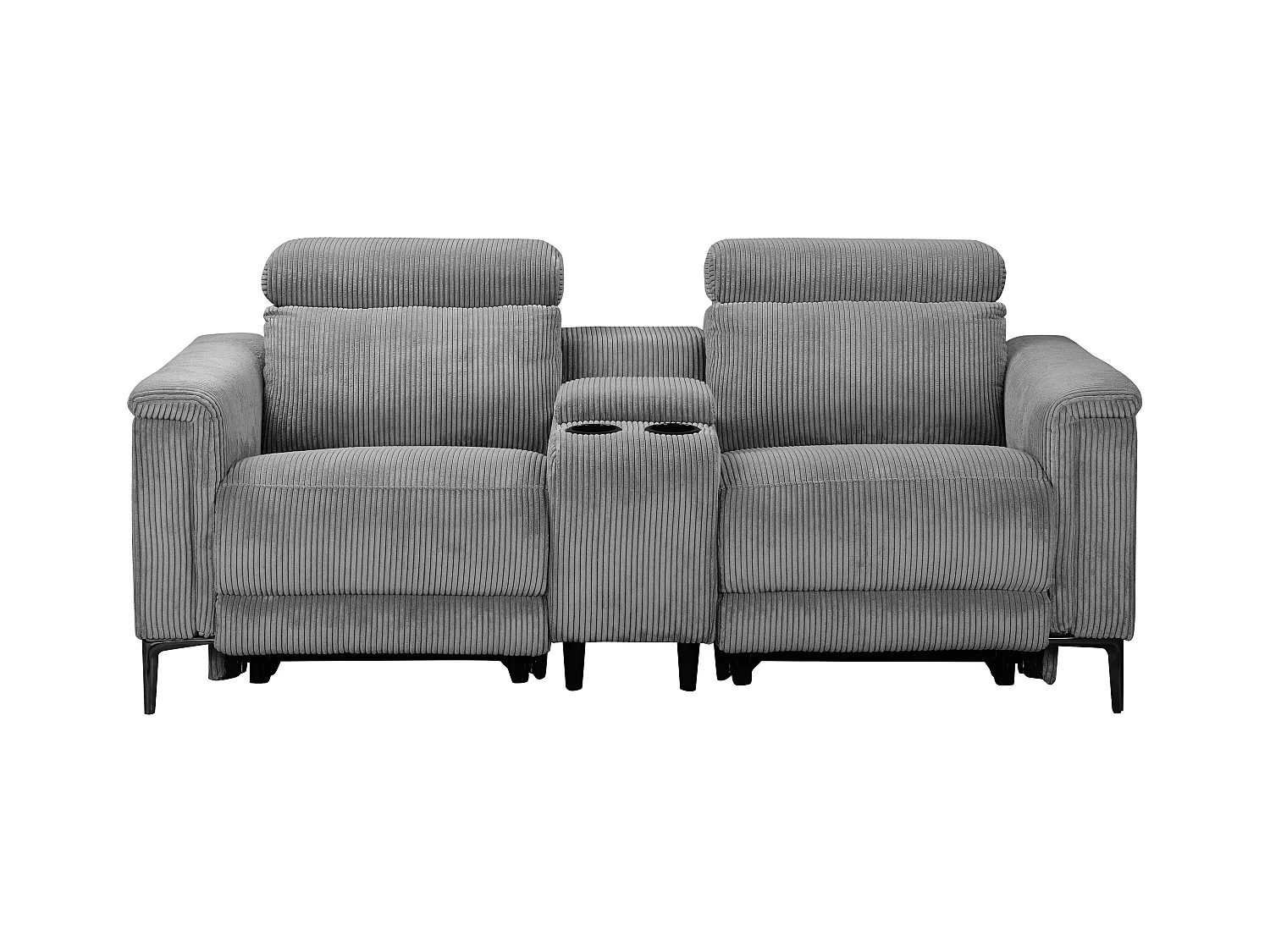 Lund | Dubbele relaxfauteuil met elektrische functie in corduroy grijs