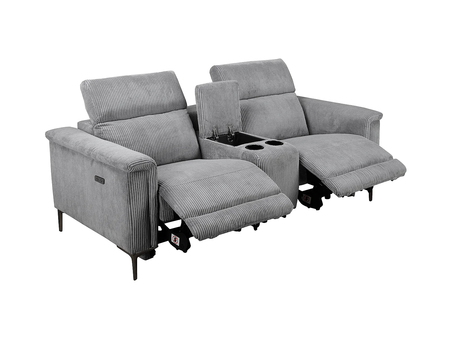 Lund | Dubbele relaxfauteuil met elektrische functie in corduroy grijs