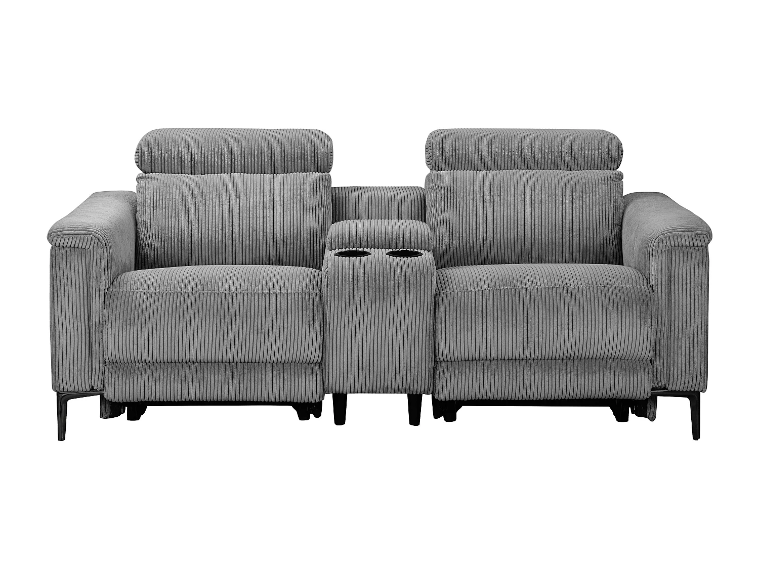Lund | Fauteuil inclinable double avec fonction électrique en velours côtelé gris