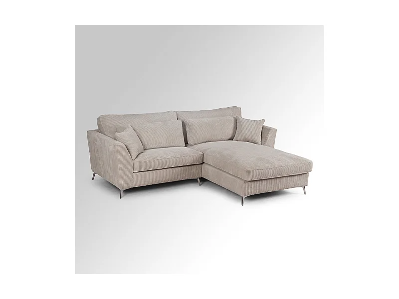 Canapé d'angle mini Isla droit velours côtelé beige