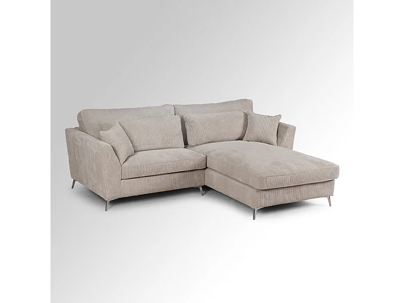 Canapé d'angle mini Isla droit velours côtelé beige