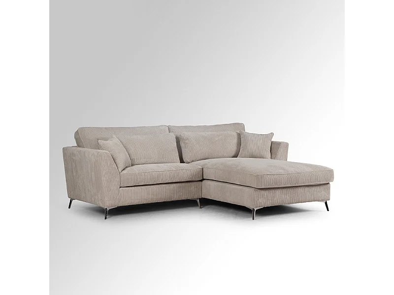 Canapé d'angle mini Isla droit velours côtelé beige