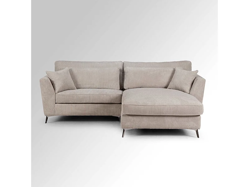 Canapé d'angle mini Isla droit velours côtelé beige