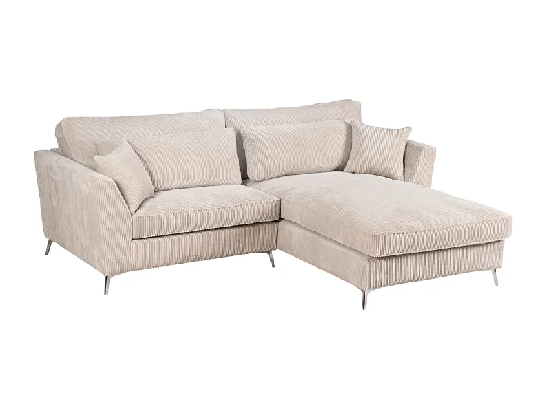 Canapé d'angle mini Isla droit velours côtelé beige