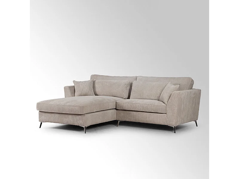 Canapé d'angle mini Isla gauche velours côtelé beige