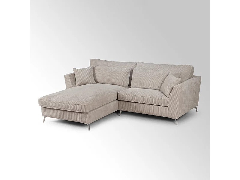 Canapé d'angle mini Isla gauche velours côtelé beige