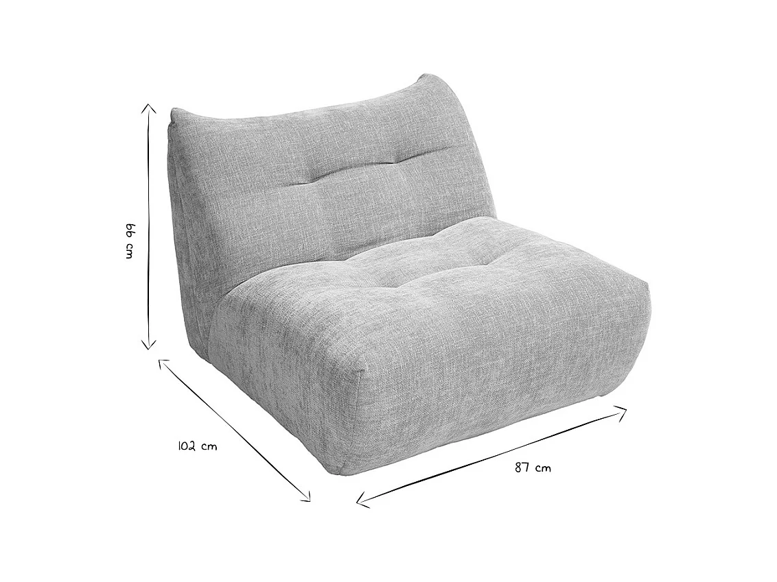 Fauteuil lounge en tissu effet velours texturé taupe BUMPY