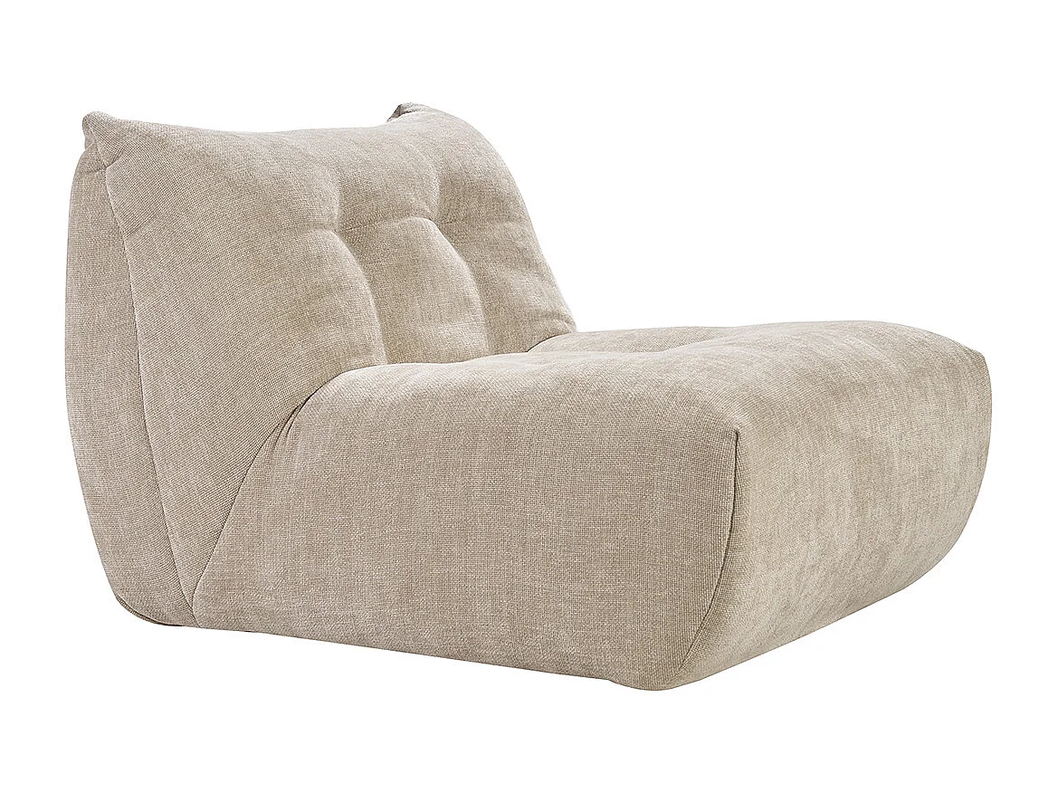 Sillón lounge de tela efecto terciopelo texturizado en color topo BUMPY