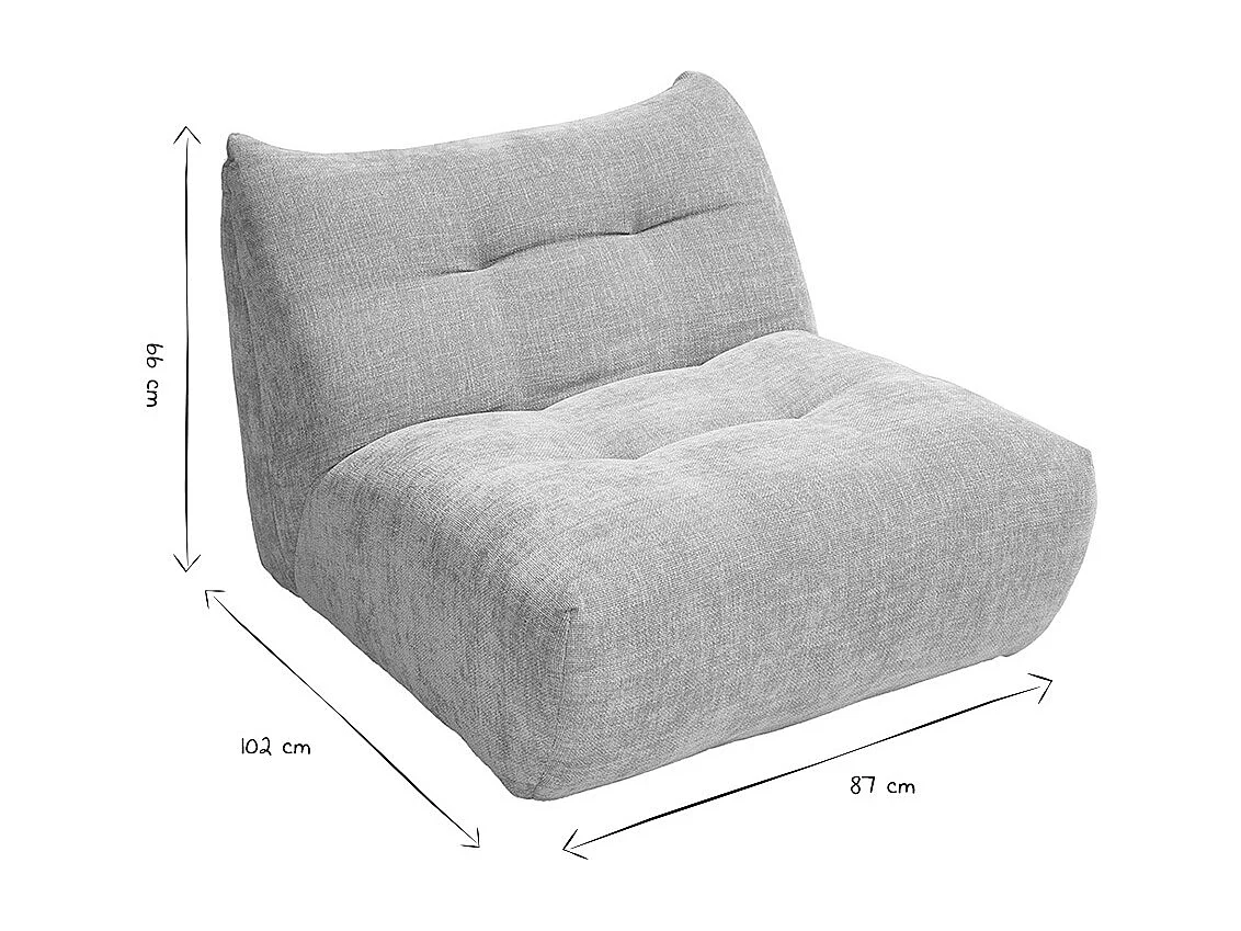 Sillón lounge de tela efecto terciopelo texturizado en color topo BUMPY