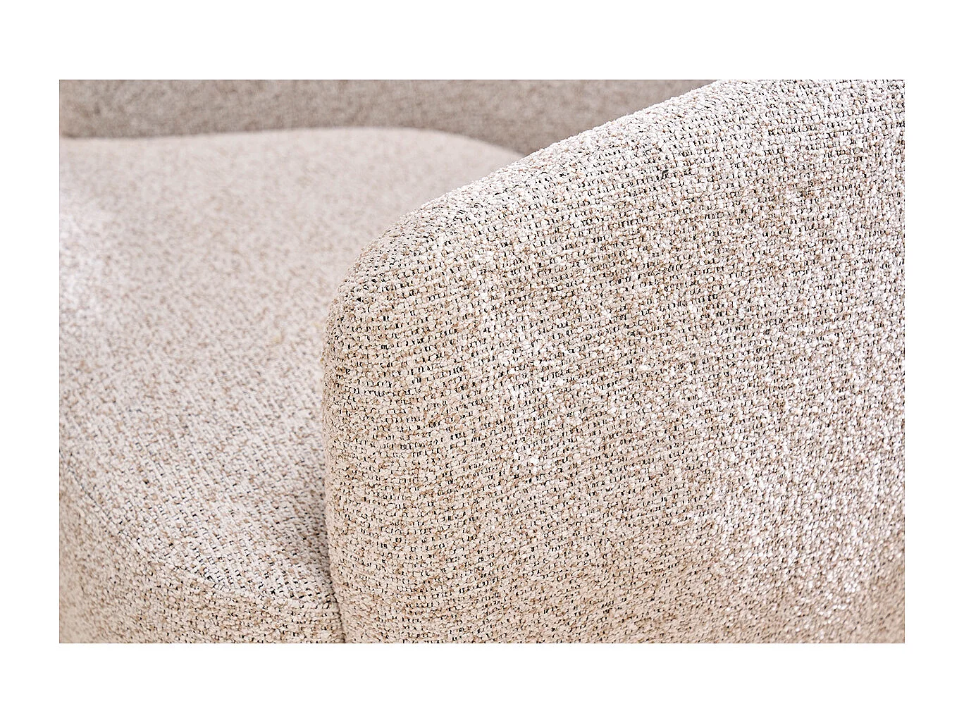 Sillón giratorio de tela bouclé beige y metal negro BOWIE