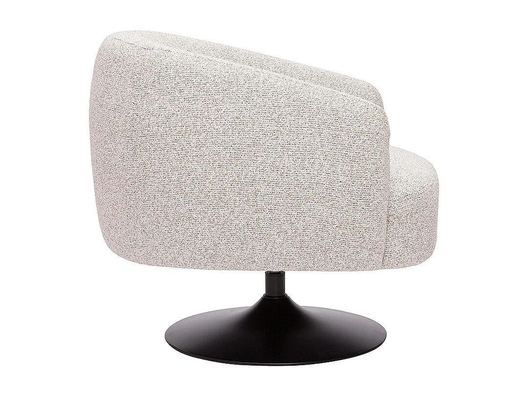 Sillón giratorio de tela bouclé beige y metal negro BOWIE
