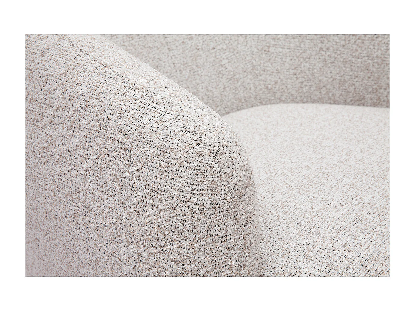 Sillón giratorio de tela bouclé beige y metal negro BOWIE