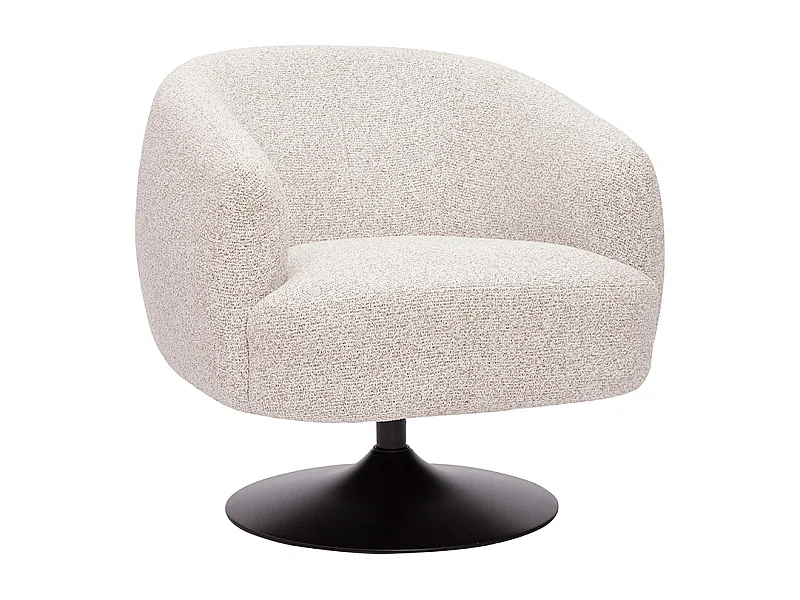 Sillón giratorio de tela bouclé beige y metal negro BOWIE