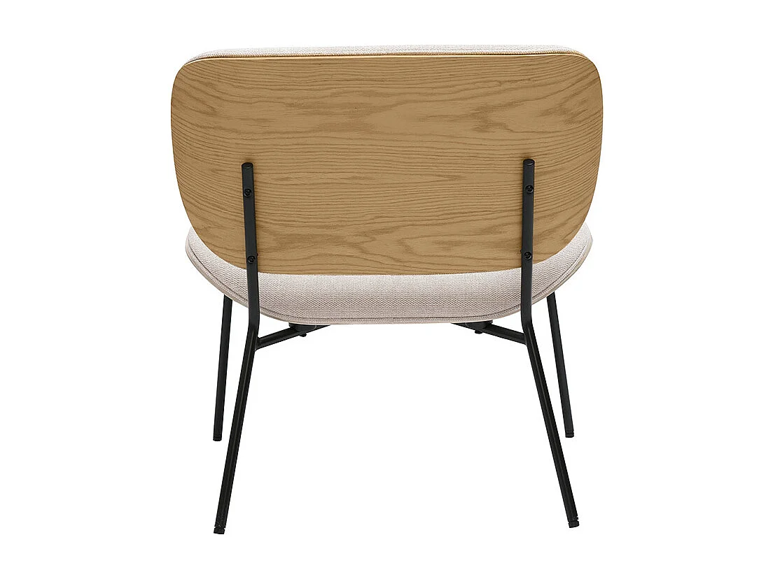 Fauteuil en tissu effet velours texturé beige et métal noir SHELBY