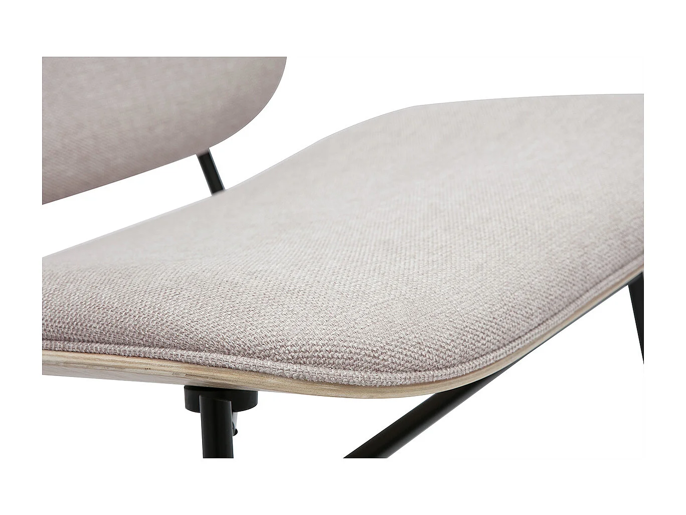 Sillón de tela efecto terciopelo texturizado beige y metal negro SHELBY