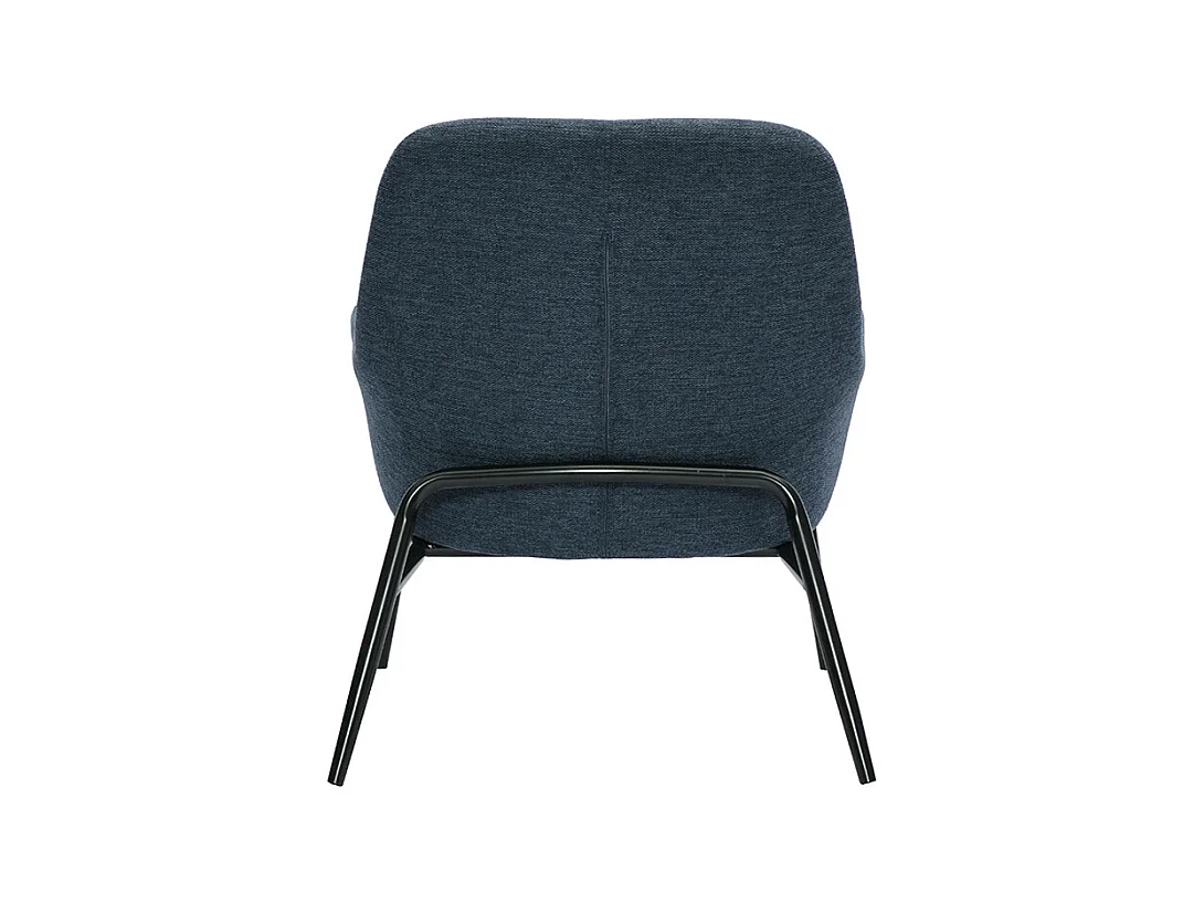 Fauteuil design en tissu effet velours texturé bleu foncé et métal noir MAXINE