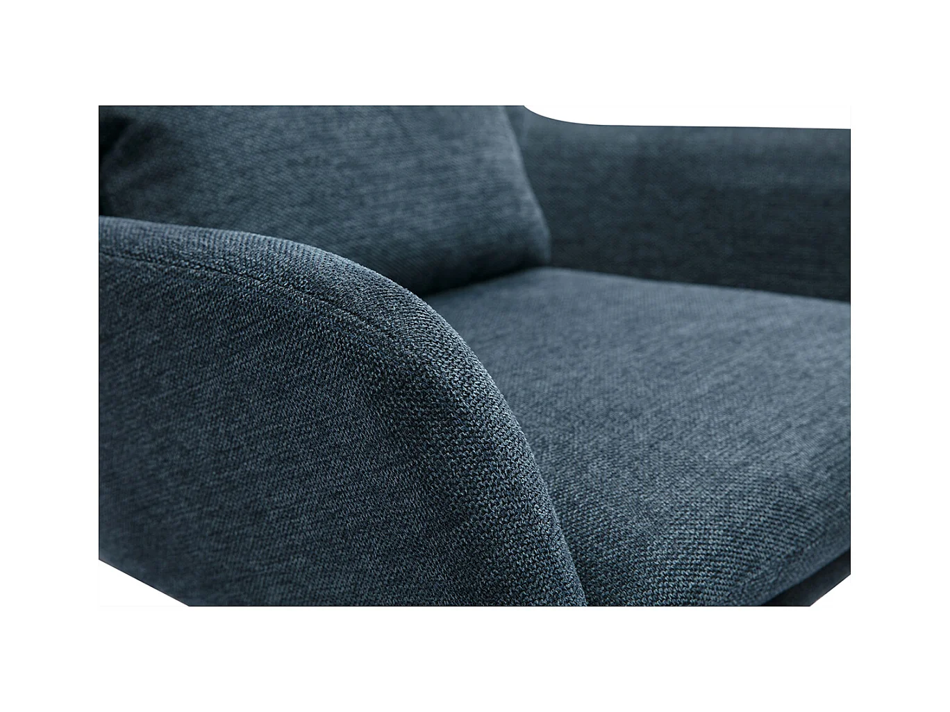 Fauteuil design en tissu effet velours texturé bleu foncé et métal noir MAXINE