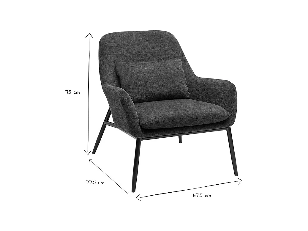 Fauteuil design en tissu effet velours texturé bleu foncé et métal noir MAXINE