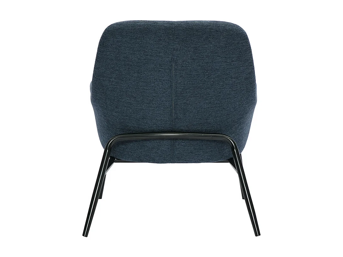 Fauteuil design en tissu effet velours texturé bleu foncé et métal noir MAXINE