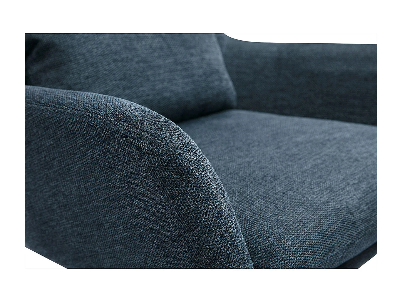 Fauteuil design en tissu effet velours texturé bleu foncé et métal noir MAXINE