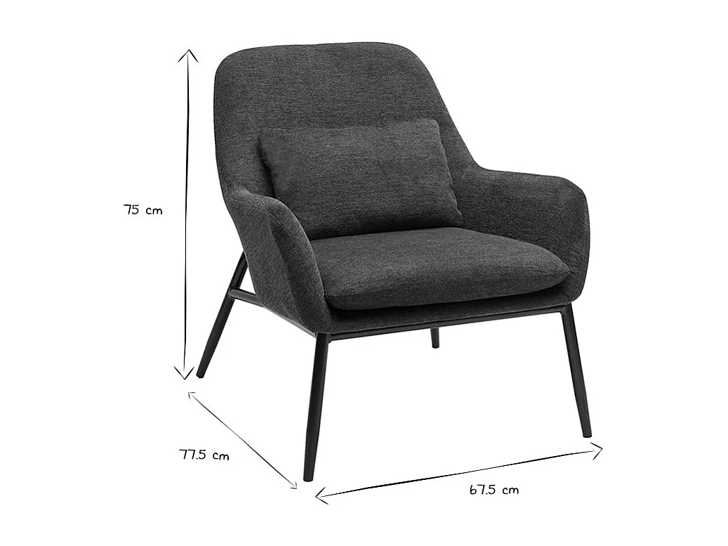 Fauteuil design en tissu effet velours texturé bleu foncé et métal noir MAXINE