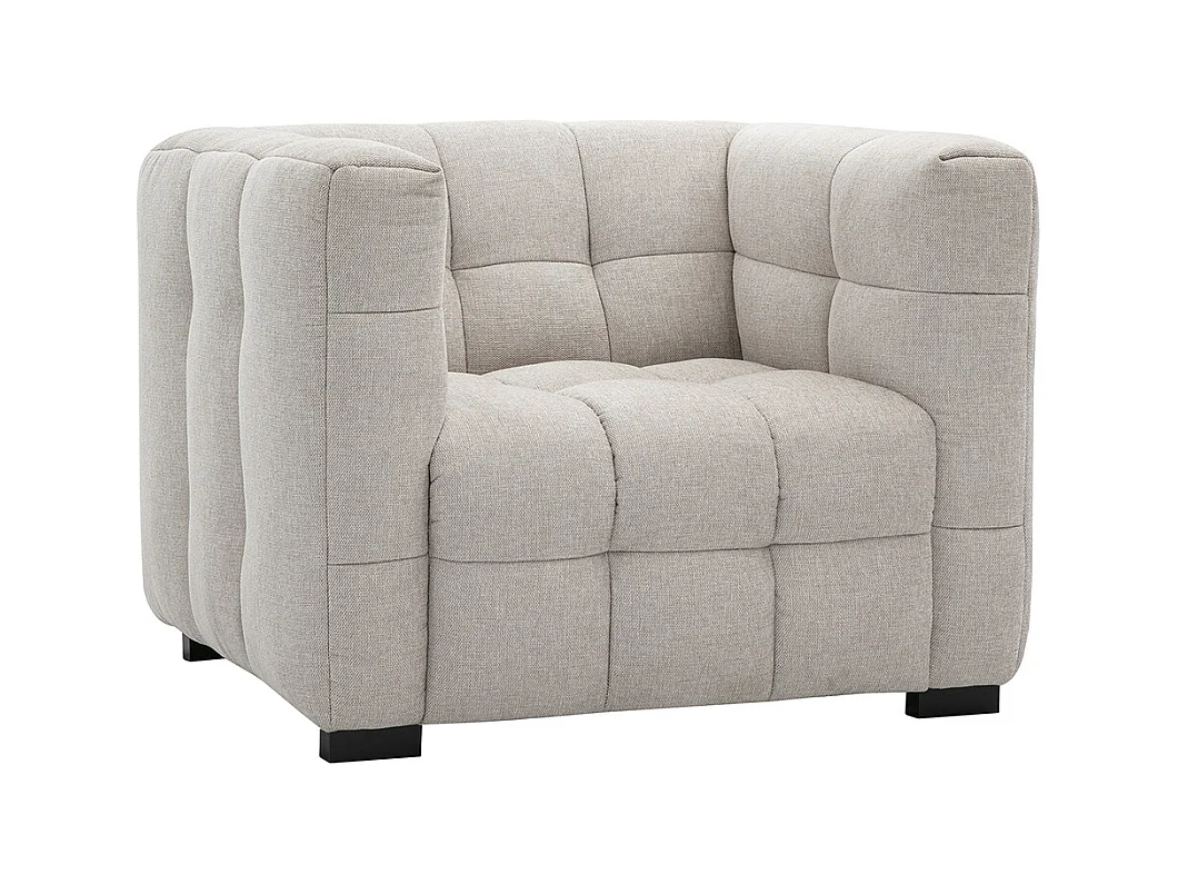 Sillón de diseño en tela efecto terciopelo texturizado beige CORTO