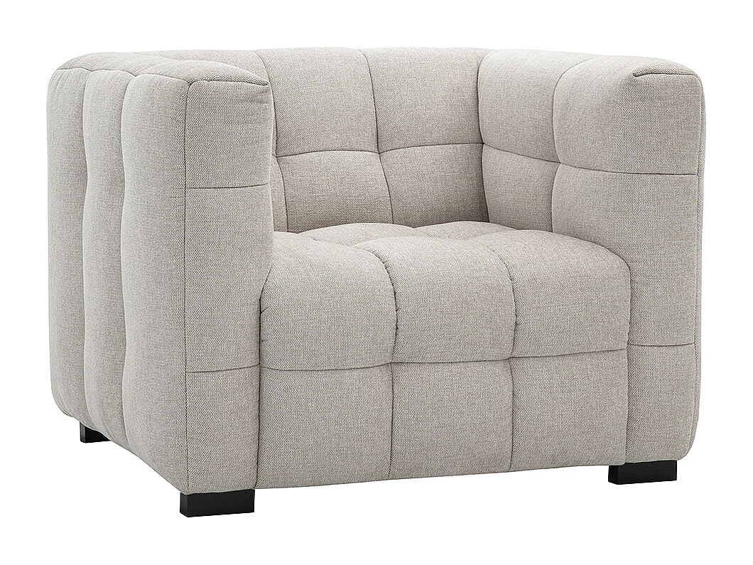 Sillón de diseño en tela efecto terciopelo texturizado beige CORTO