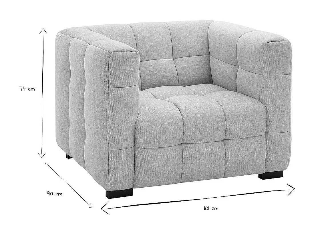 Sillón de diseño en tela efecto terciopelo texturizado beige CORTO