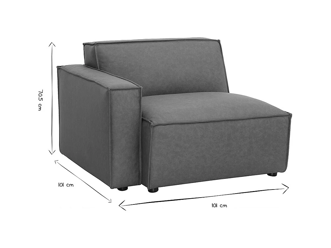 Module d'angle gauche pour canapé en cuir marron SPLIT