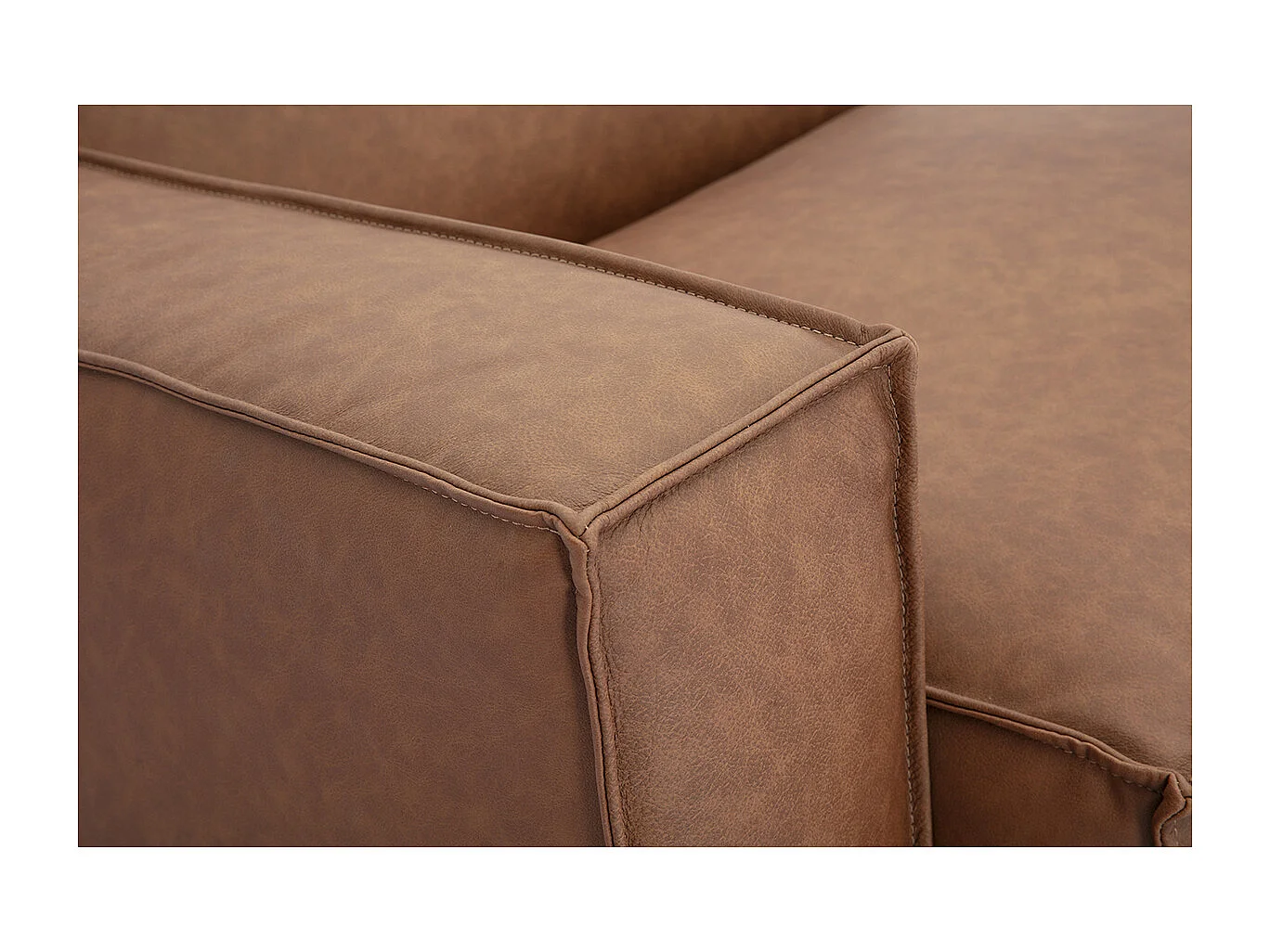 Module d'angle gauche pour canapé en cuir marron SPLIT