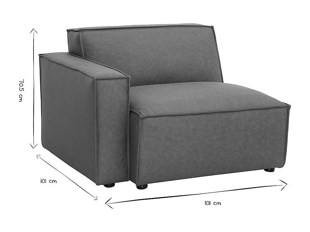 Module d'angle gauche pour canapé en cuir marron SPLIT