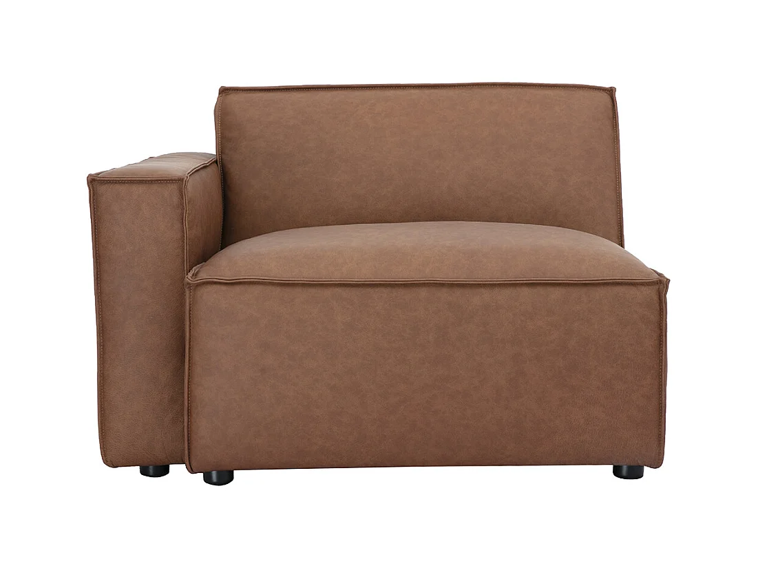 Linkes Eckmodul für braunes Leder-Sofa SPLIT
