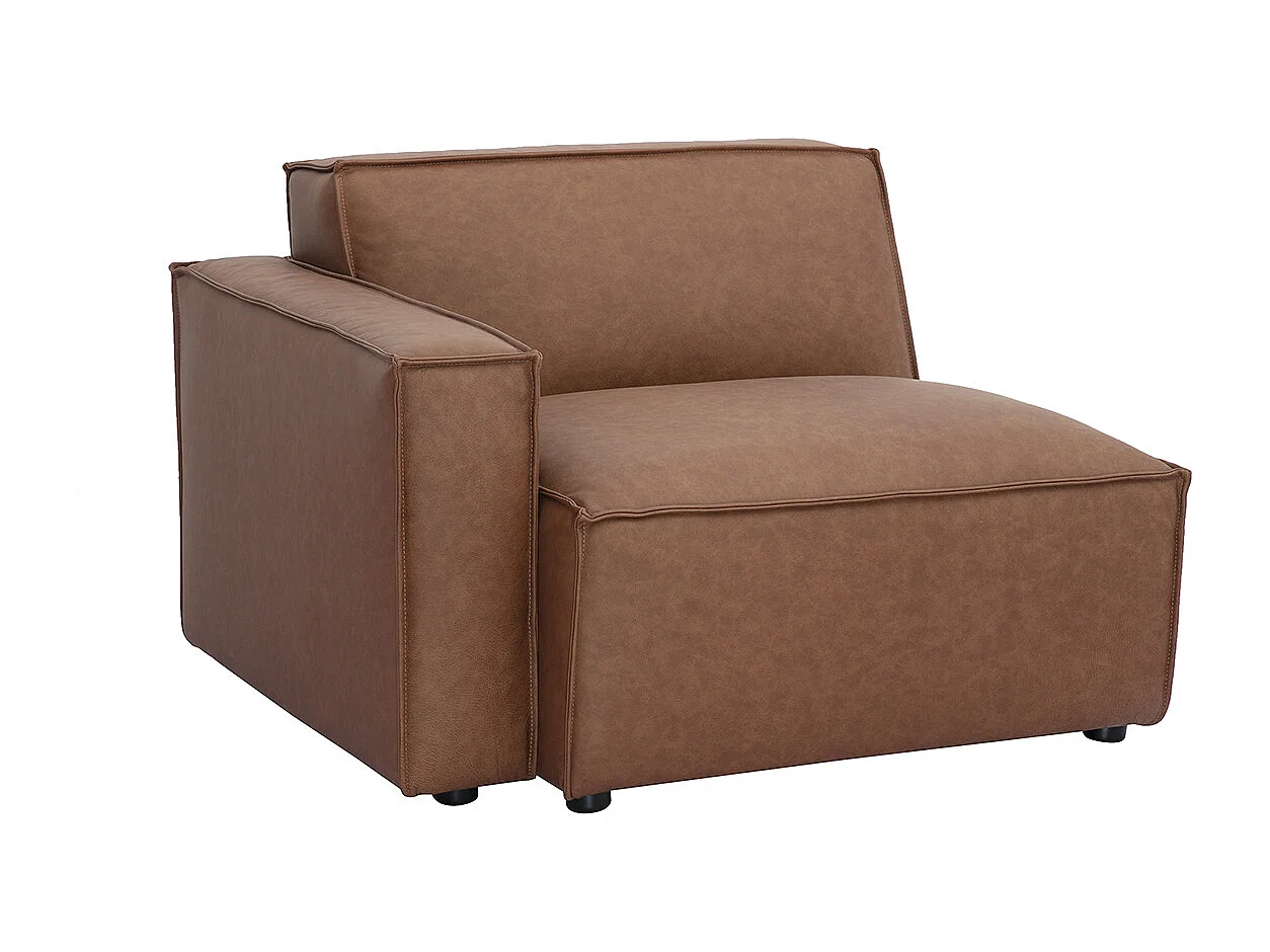 Linkes Eckmodul für braunes Leder-Sofa SPLIT