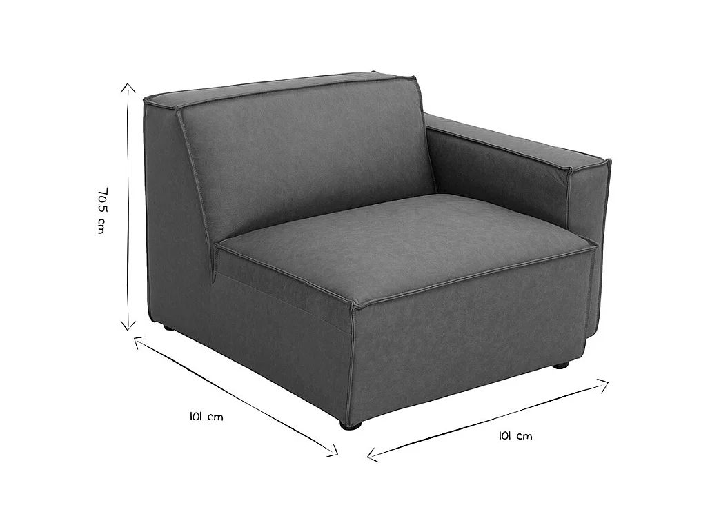 Module d'angle droit pour canapé en cuir marron SPLIT