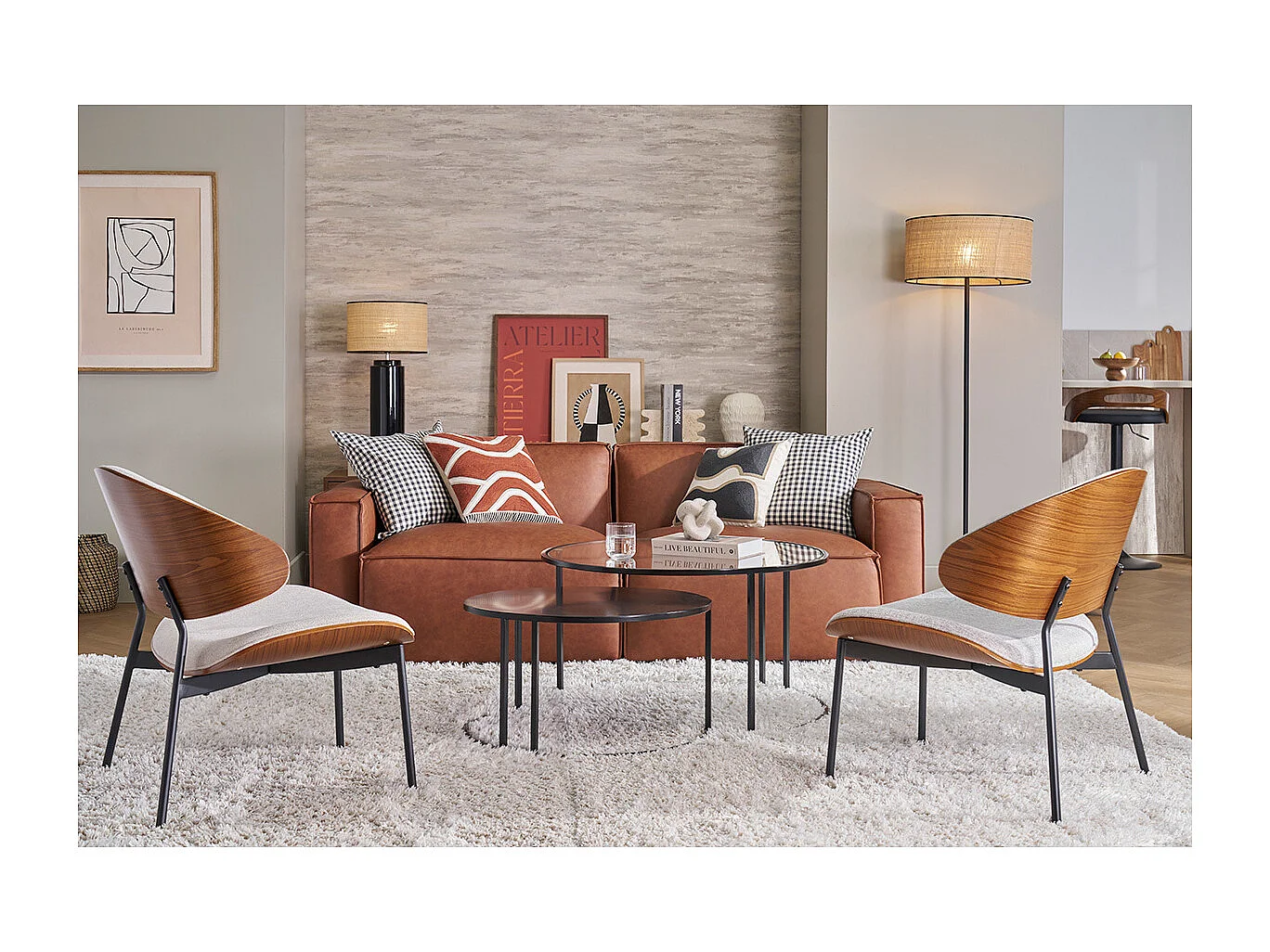 Módulo de esquina derecha para sofá de cuero marrón SPLIT