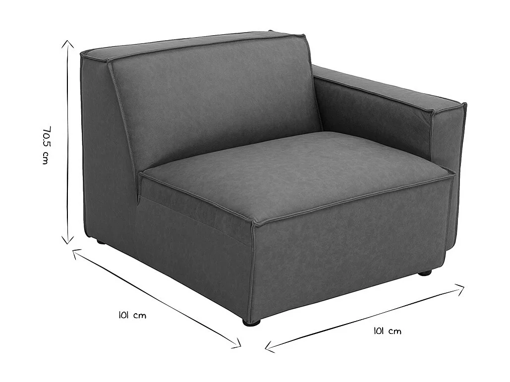 Módulo de esquina derecha para sofá de cuero marrón SPLIT